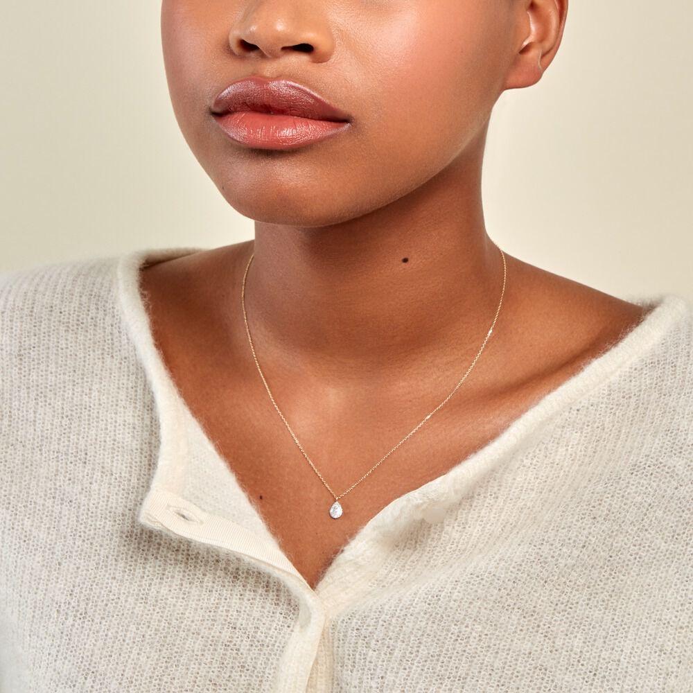 Collier Pear C Or Jaune Diamant - Colliers avec pierres Femme | Marc Orian