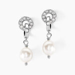 Boucles D'oreilles Pendantes Gaetane Argent Blanc Perle Oxyde - Pendantes Femme | Marc Orian