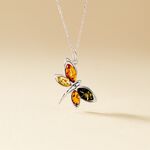 Collier Libellule Argent Blanc Ambre - Colliers avec pierres Femme | Marc Orian