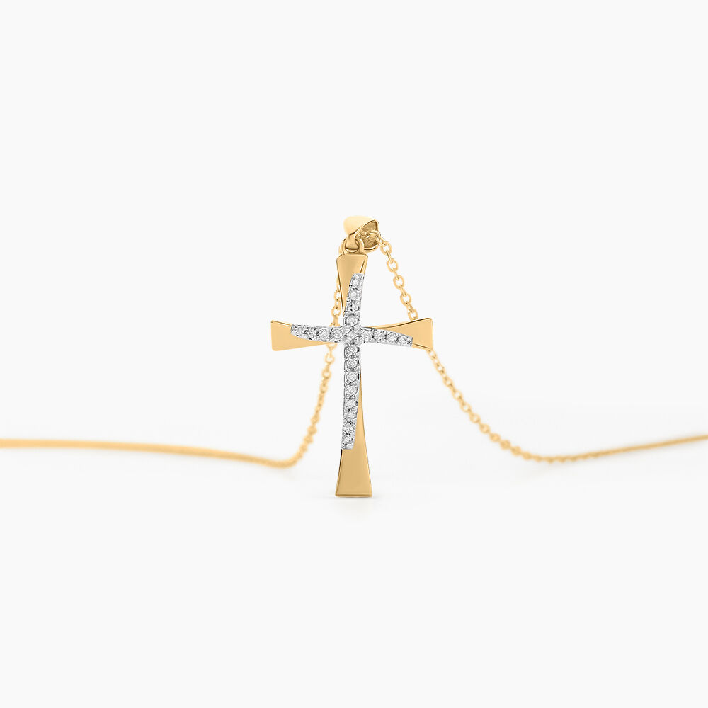 Collier Canice Croix Or Jaune Diamant - Colliers avec pierres Femme | Marc Orian