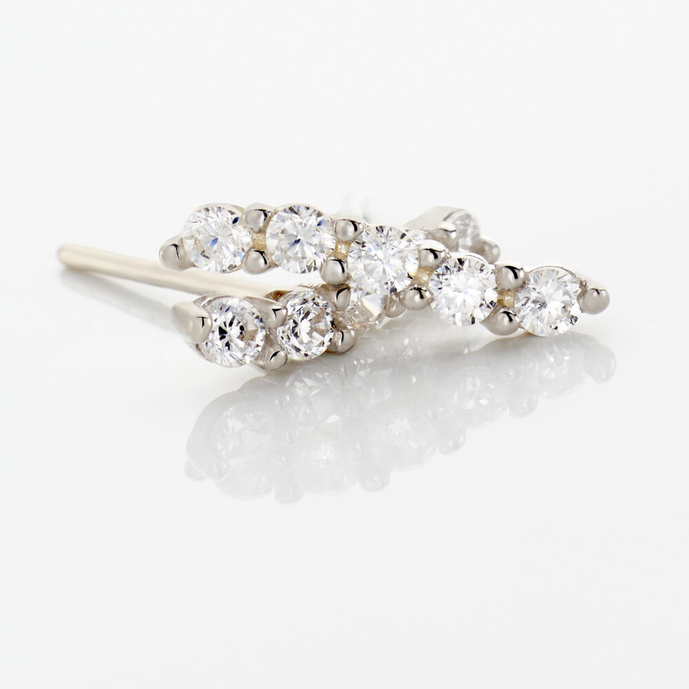 Boucles D'oreilles Puces Dahina Or Blanc Oxyde De Zirconium - Puces Femme | Marc Orian