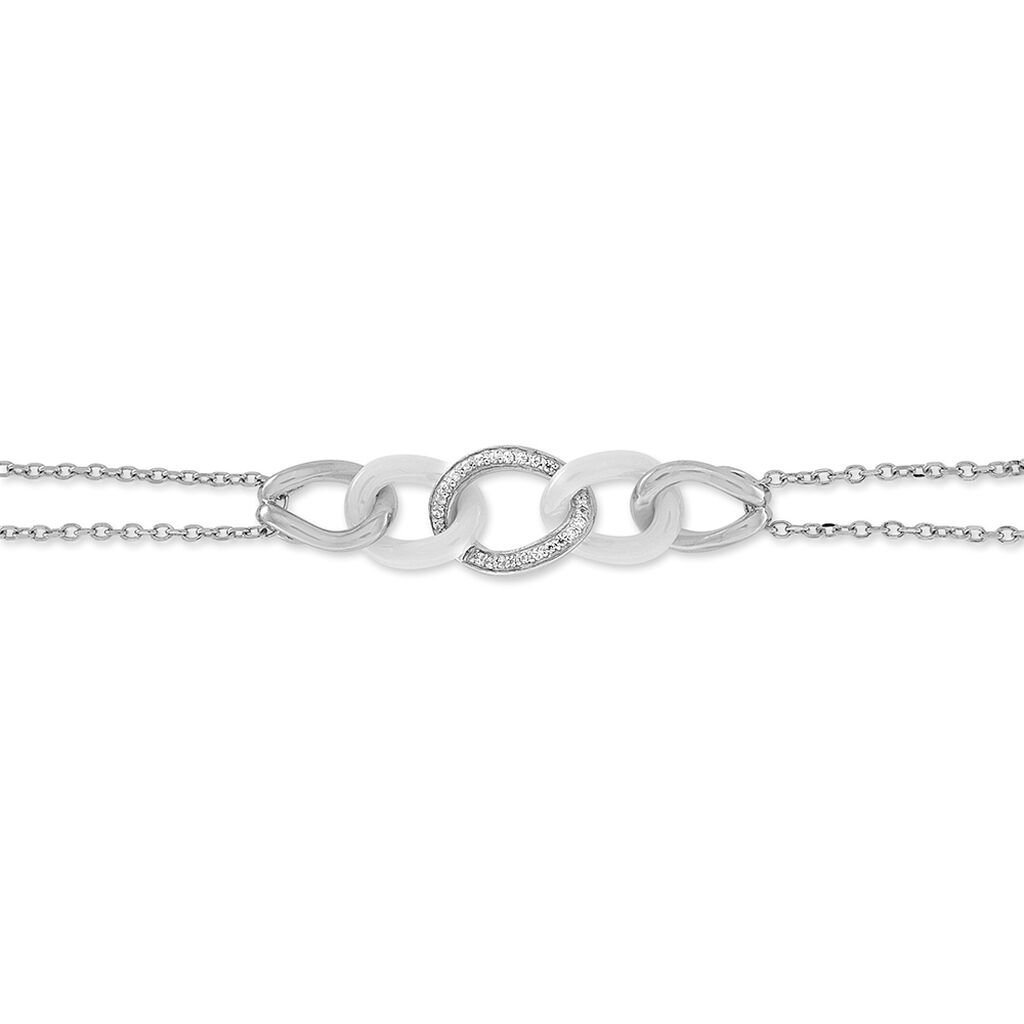 Bracelet Link Argent Blanc Céramique Et Oxyde De Zirconium - Bracelets chaînes Femme | Marc Orian