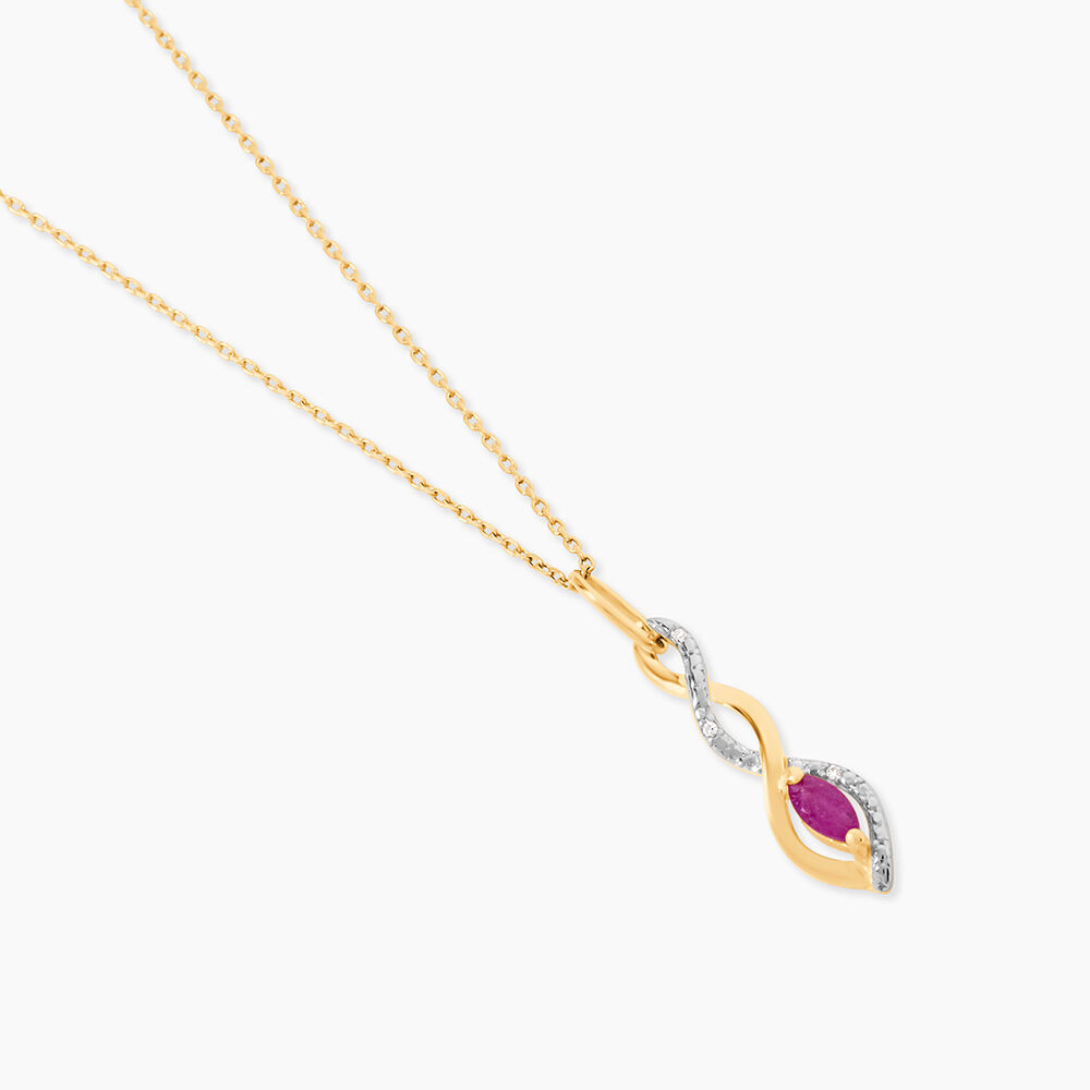 Collier Ondulations Or Bicolore Rubis Et Diamant - Colliers avec pierres Femme | Marc Orian