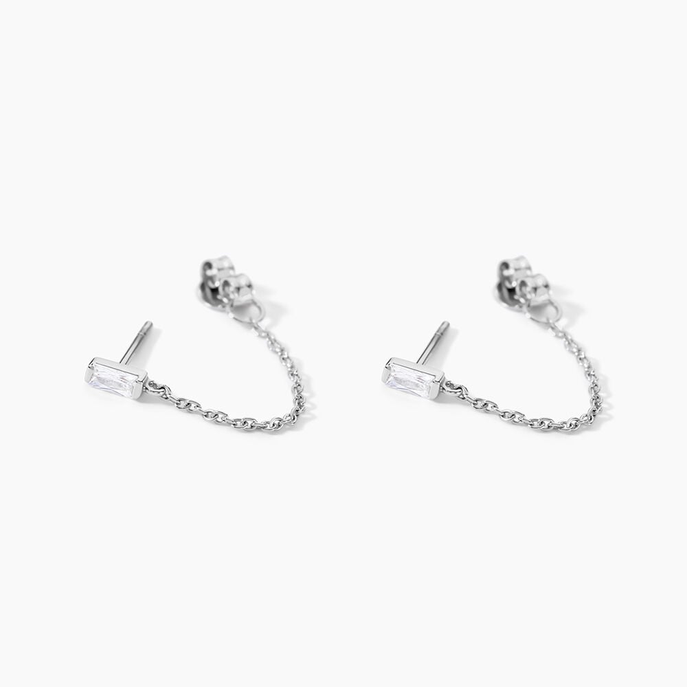 Boucles D'Oreilles Pendantes Manuelita Argent Blanc Oxyde De Zirconium - Pendantes Femme | Marc Orian