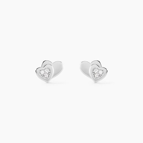 Boucles D'oreilles Puces Argent Blanc Dounyo Oxydes De Zirconium - Puces Femme | Marc Orian