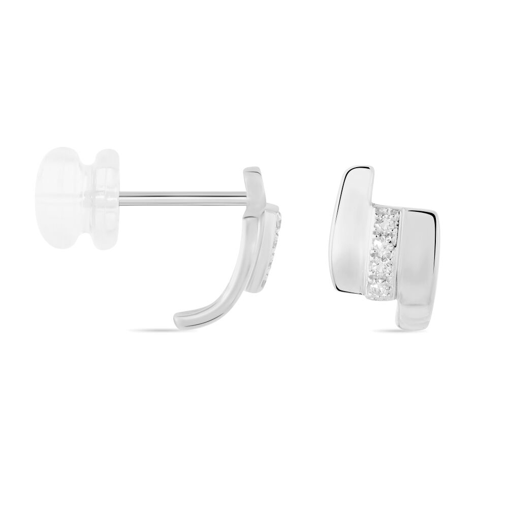Boucles D'oreilles Puces Dolene Or Blanc Diamant - Boucles d'oreilles mariage Femme | Marc Orian