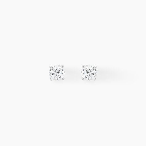Boucles D'oreilles Puces 4 Griffes Or Blanc Diamant Synthetique - Puces Femme | Marc Orian