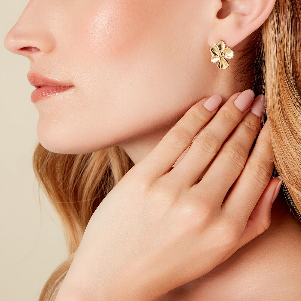 Boucles D'oreilles Puces Rahima Acier Jaune - Nouveautés Femme | Marc Orian