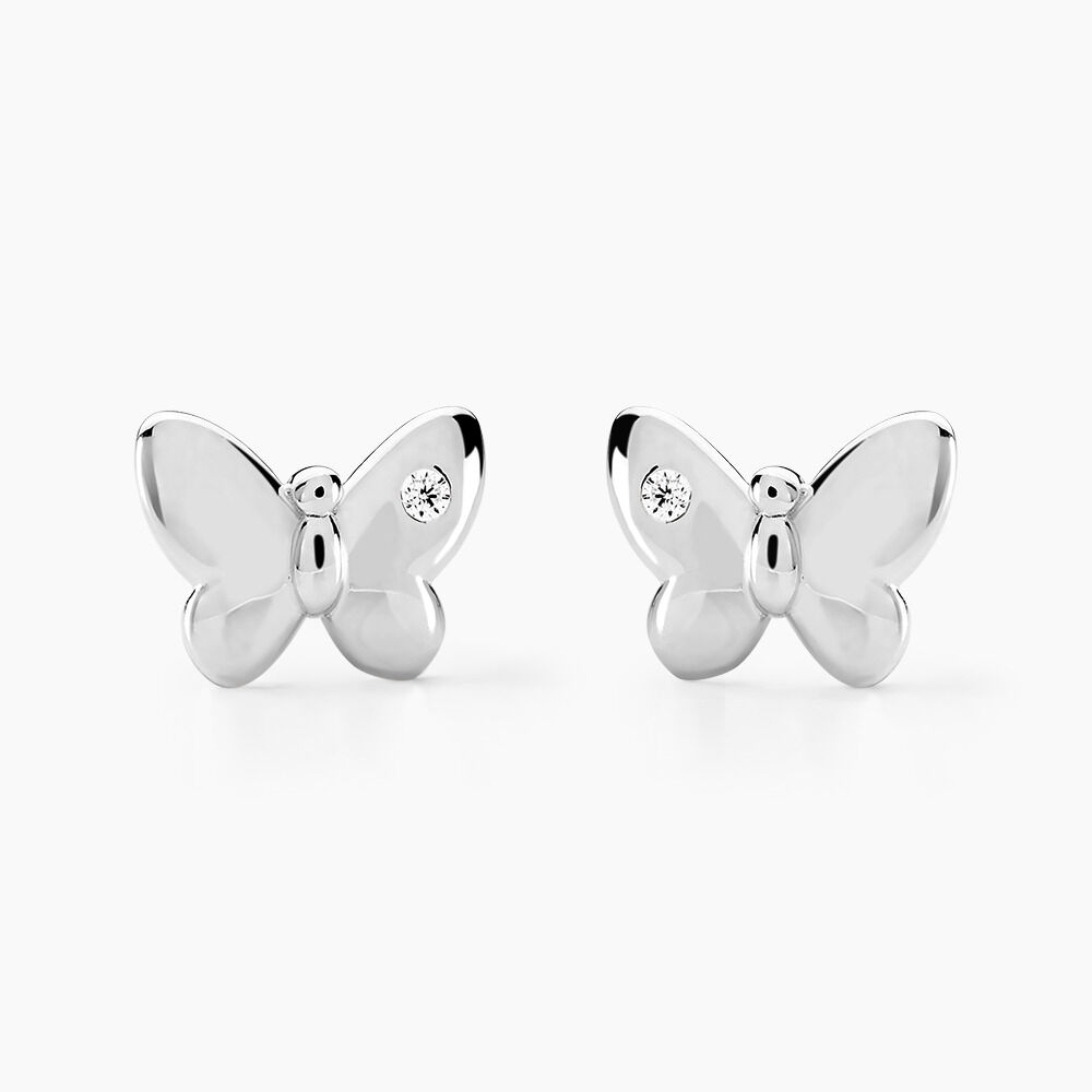 Boucles D'oreilles Puces Diep Argent Blanc Oxyde De Zirconium - Puces Femme | Marc Orian