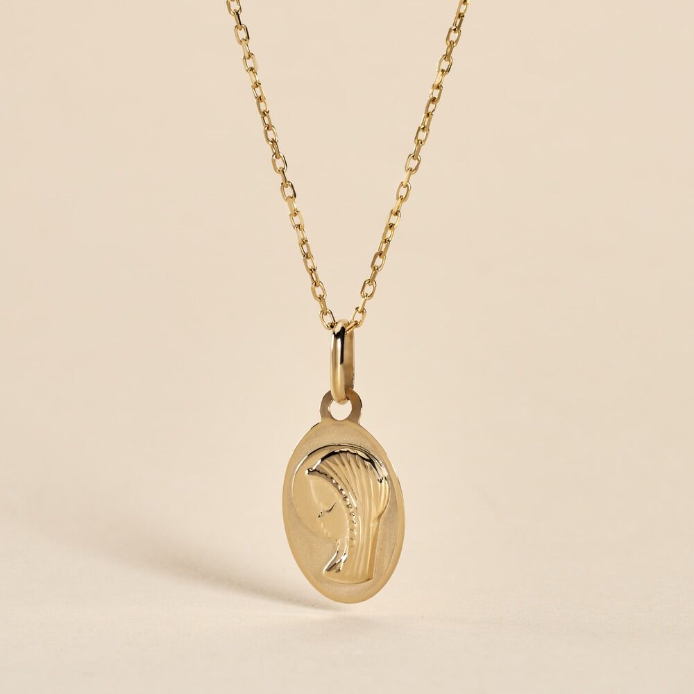 Pendentif Vierge Ovale Or Jaune - Bijoux personnalisés Famille | Marc Orian
