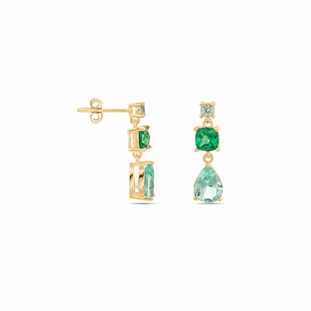 Boucles D'oreilles Pendantes Huffie Plaqué Or Jaune Pierre D'imitation - Pendantes Femme | Marc Orian