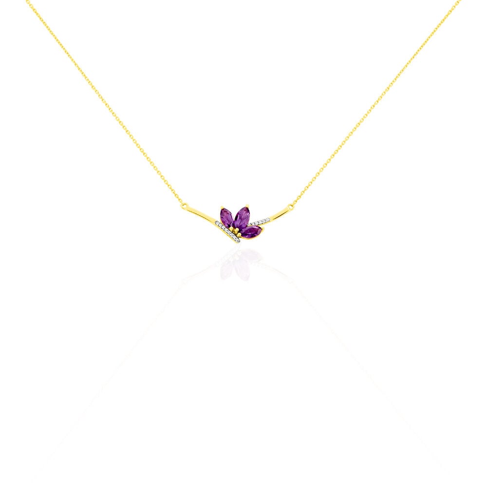 Collier Augustina Or Jaune Amethyste Oxyde De Zirconium - Colliers avec pierres Femme | Marc Orian