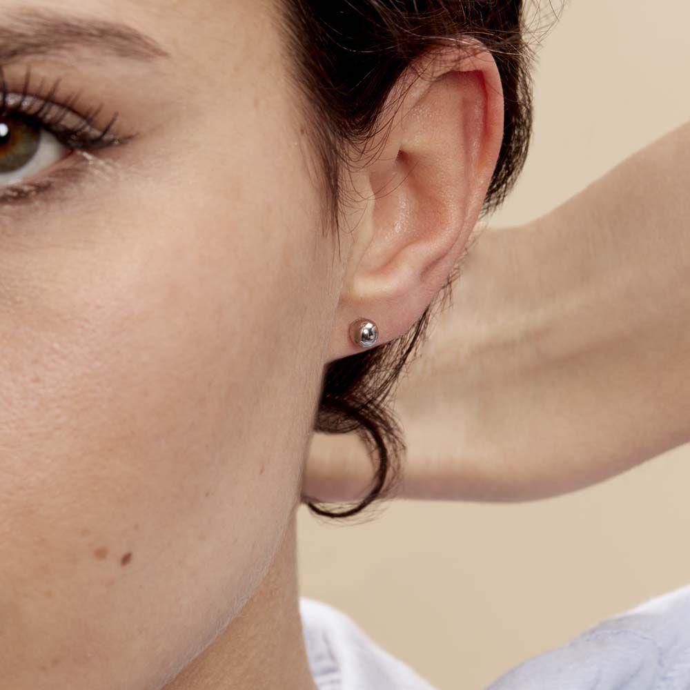 Boucles D'oreilles Puces Fidelia Boule Or Blanc - Puces Femme | Marc Orian