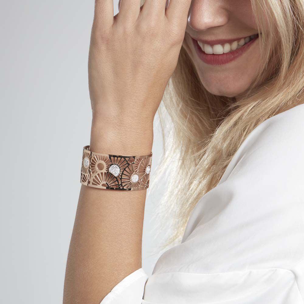 Bracelet Jonc Imagine Florette Strass Acier Rose Strass - Bracelets Pierre Femme | Marc Orian