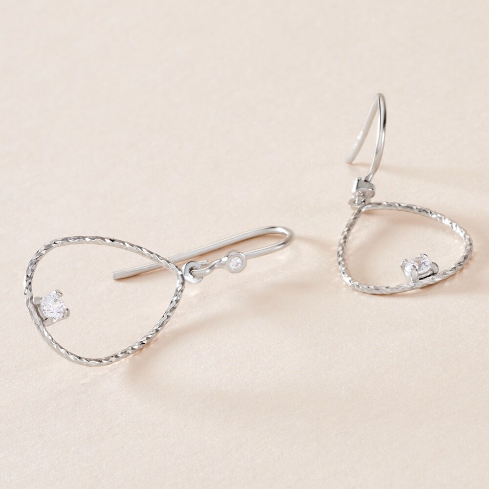 Boucles D'oreilles Pendantes Inez Argent Blanc Oxyde De Zirconium - Pendantes Femme | Marc Orian