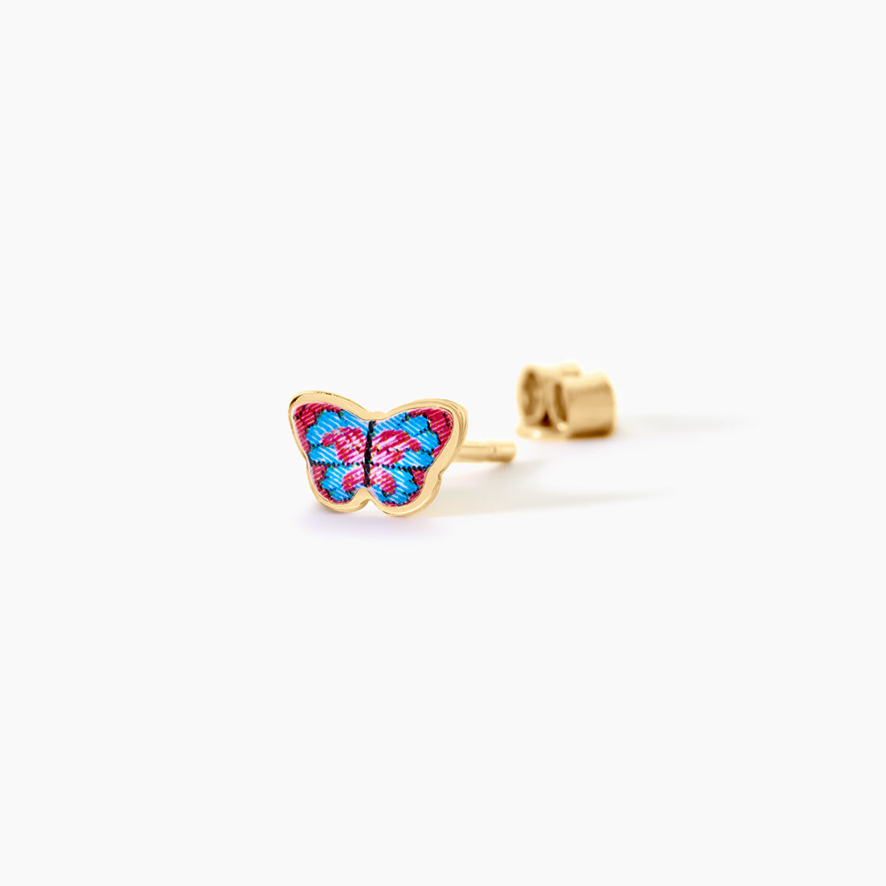 Boucles D'Oreilles Puces Aurida Papillon Argent Dor&eacute; A L'Or 750/1000 - Puces Enfant | Marc Orian