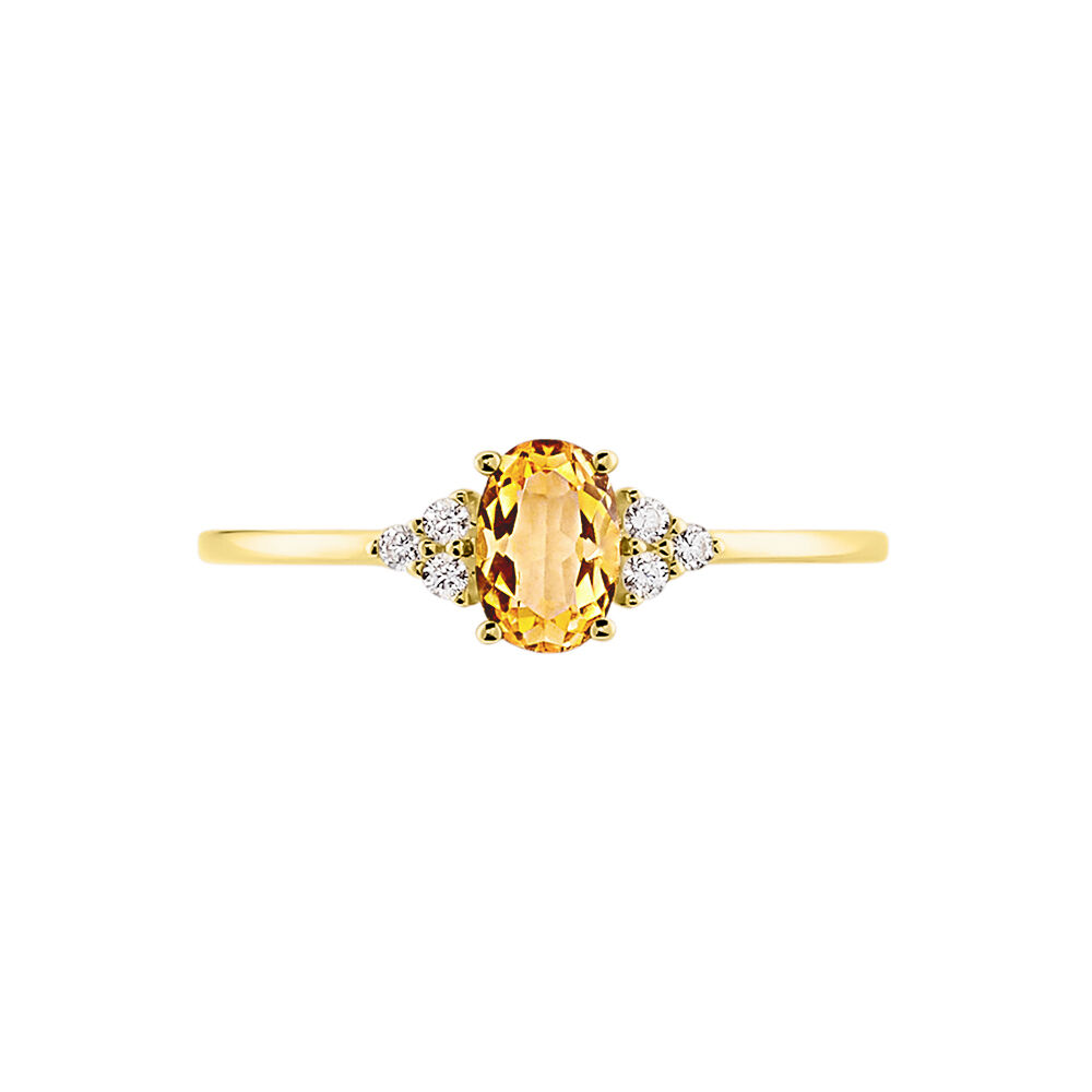 Bague Diapre Or Jaune Citrine Oxyde De Zirconium - Bagues pierres fines Femme | Marc Orian
