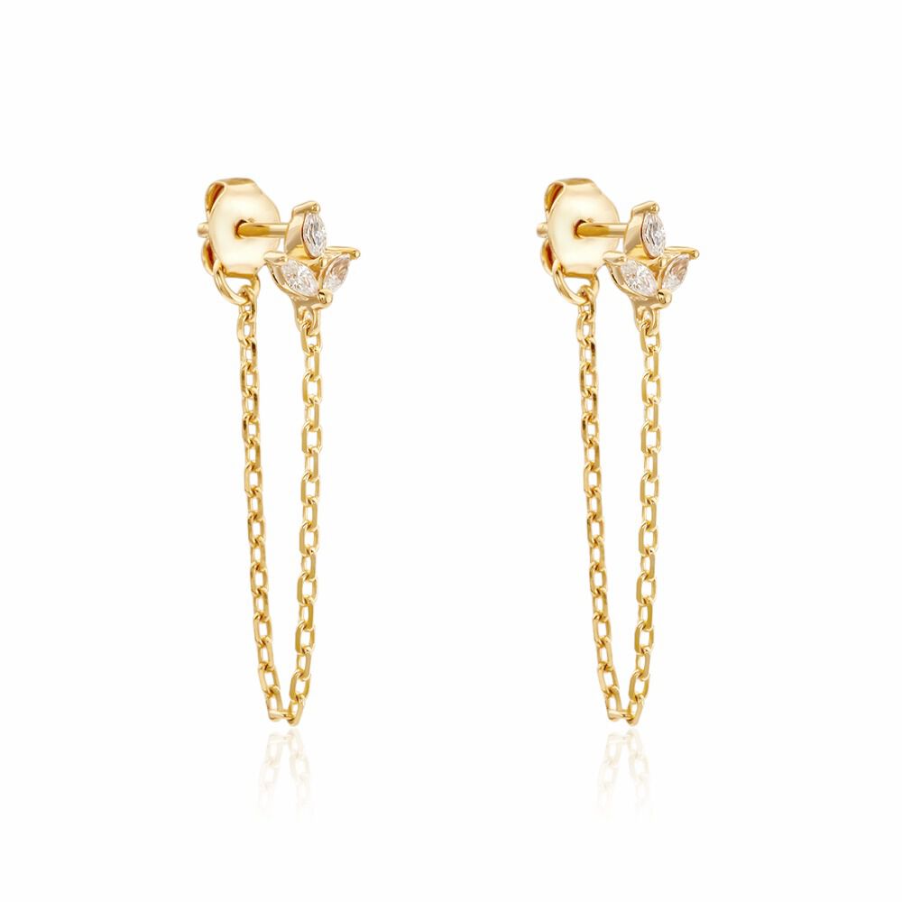 Boucles D'oreilles Pendantes Erma Plaqué Or Doré Oxyde De Zirconium - Pendantes Femme | Marc Orian