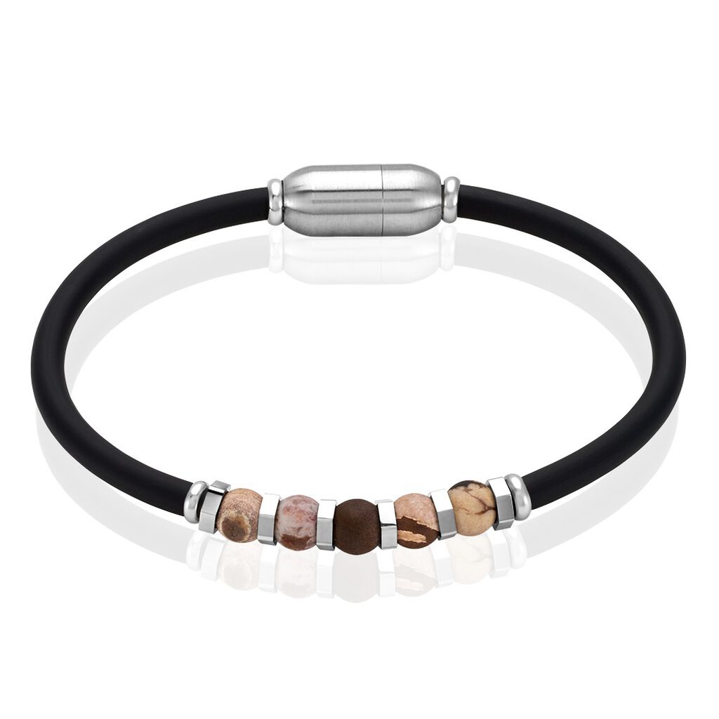 Bracelet Jourdan Caoutchouc Noir Agate - Bracelets chaînes Homme | Marc Orian