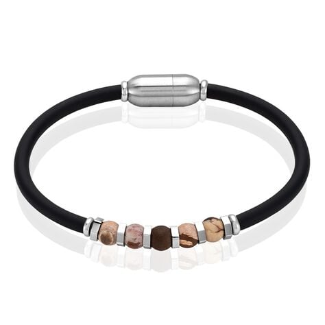 Bracelet Jourdan Caoutchouc Noir Agate - Bracelets chaînes Homme | Marc Orian