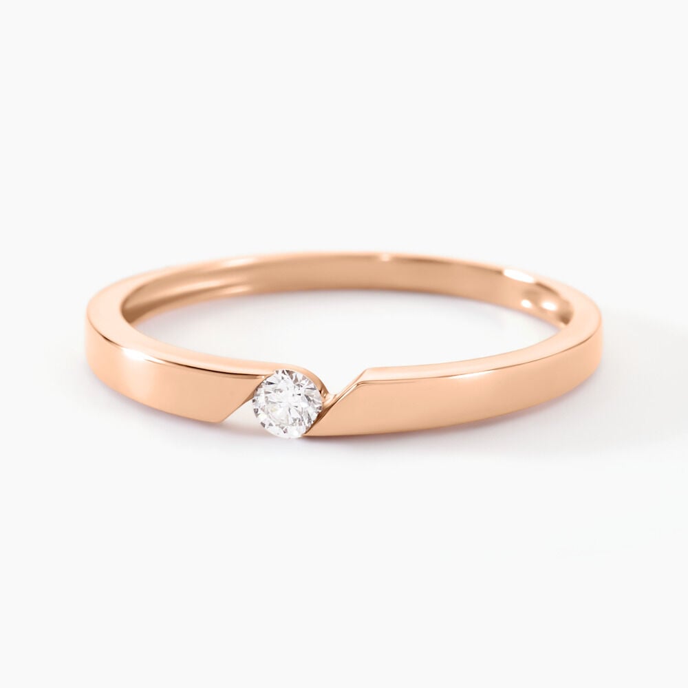 Bague Solitaire Anilie Or Rose Diamant - Parures de mariage Femme | Marc Orian