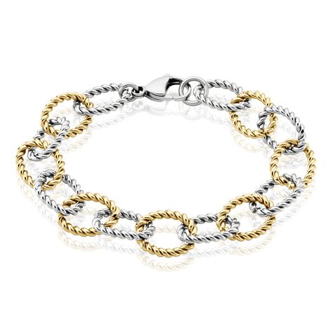 Bracelet Acier Blanc Et Dore Alparslan - Bracelets chaînes Femme | Marc Orian