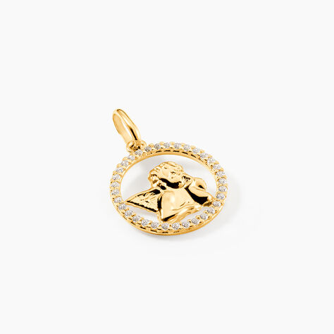 Pendentif Ange Rond Or Jaune Oxyde De Zirconium - Pendentifs Famille | Marc Orian
