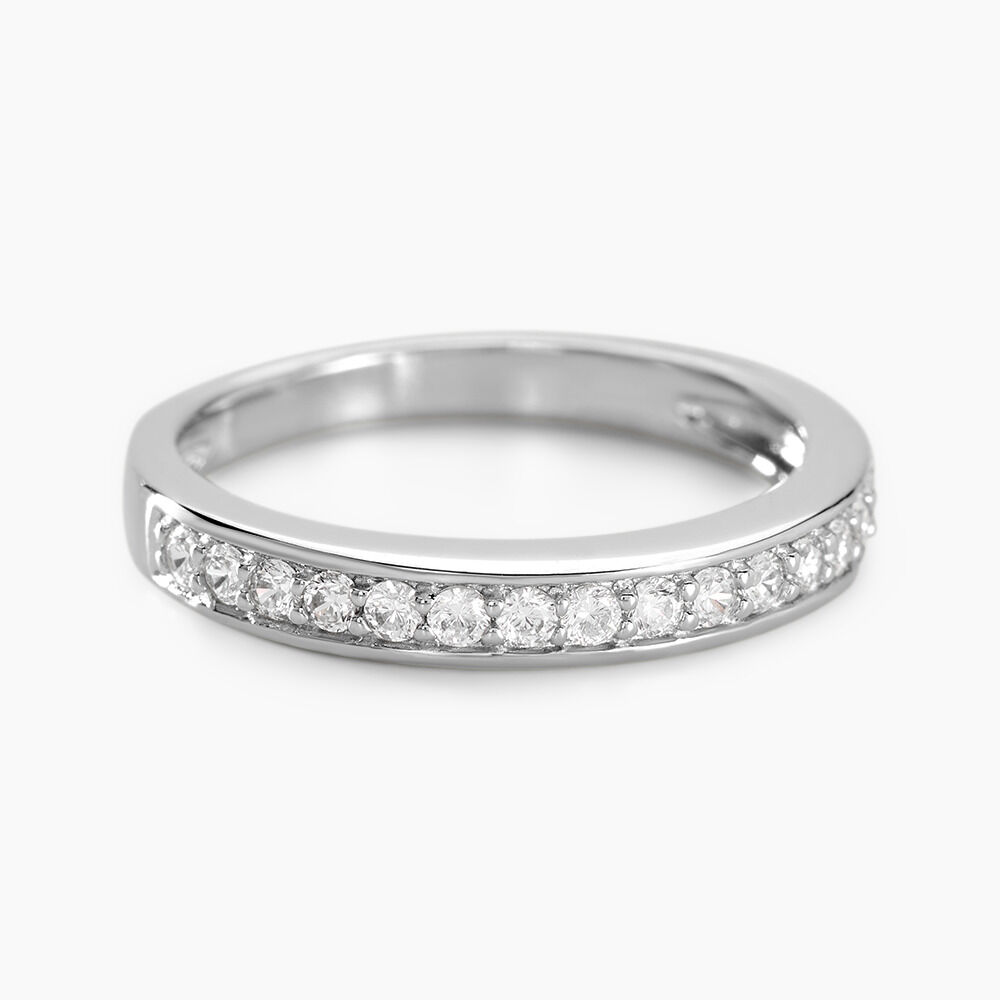 Demi Alliance Heket Argent Blanc Oxyde De Zirconium - Bagues avec pierre Femme | Marc Orian