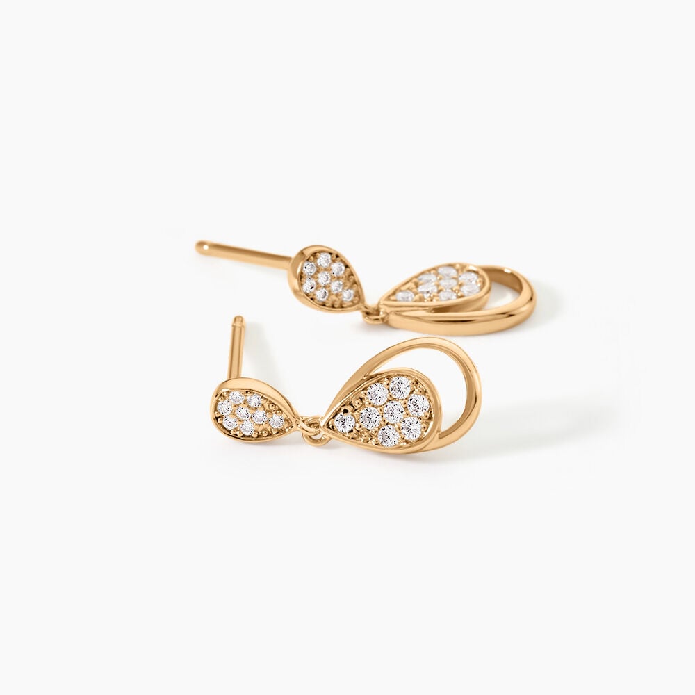 Boucles D'oreilles Pendantes Mahalya Plaqu&eacute; Or Oxyde De Zirconium - Pendantes Femme | Marc Orian