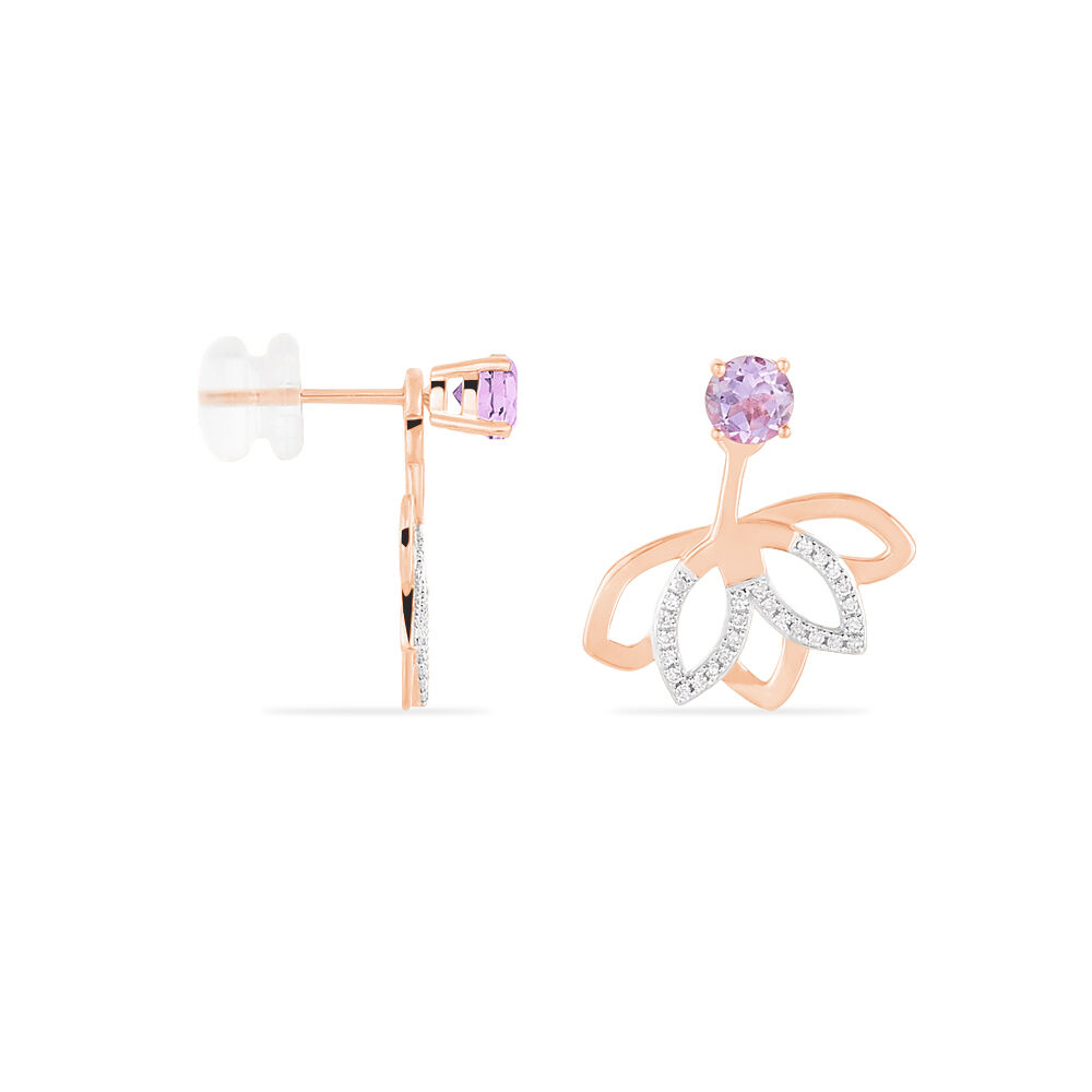 Bijoux D'oreilles Or Rose Amethyste Et Diamant - Piercings d'oreilles Femme | Marc Orian