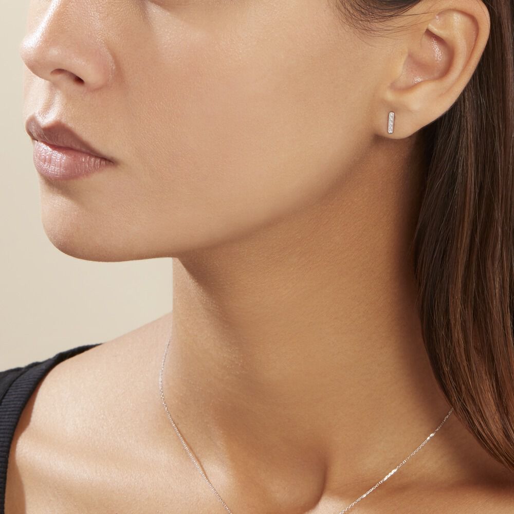 Boucles D'oreilles Puces Rosalin Blanc Diamant Blanc - Puces Femme | Marc Orian