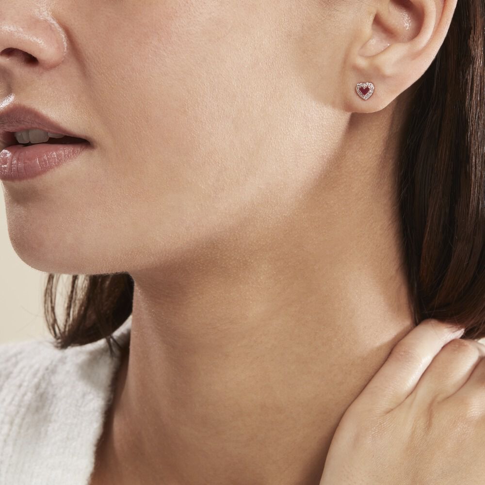 Boucles D'oreilles Puces Argent Rose Astor Oxydes De Zirconium - Puces Femme | Marc Orian