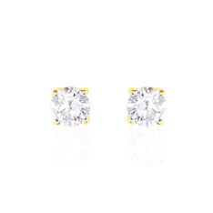 Boucles D'oreilles Puces 4 Griffes Or Jaune Diamant Synthetique - Clous d'oreilles Femme | Marc Orian