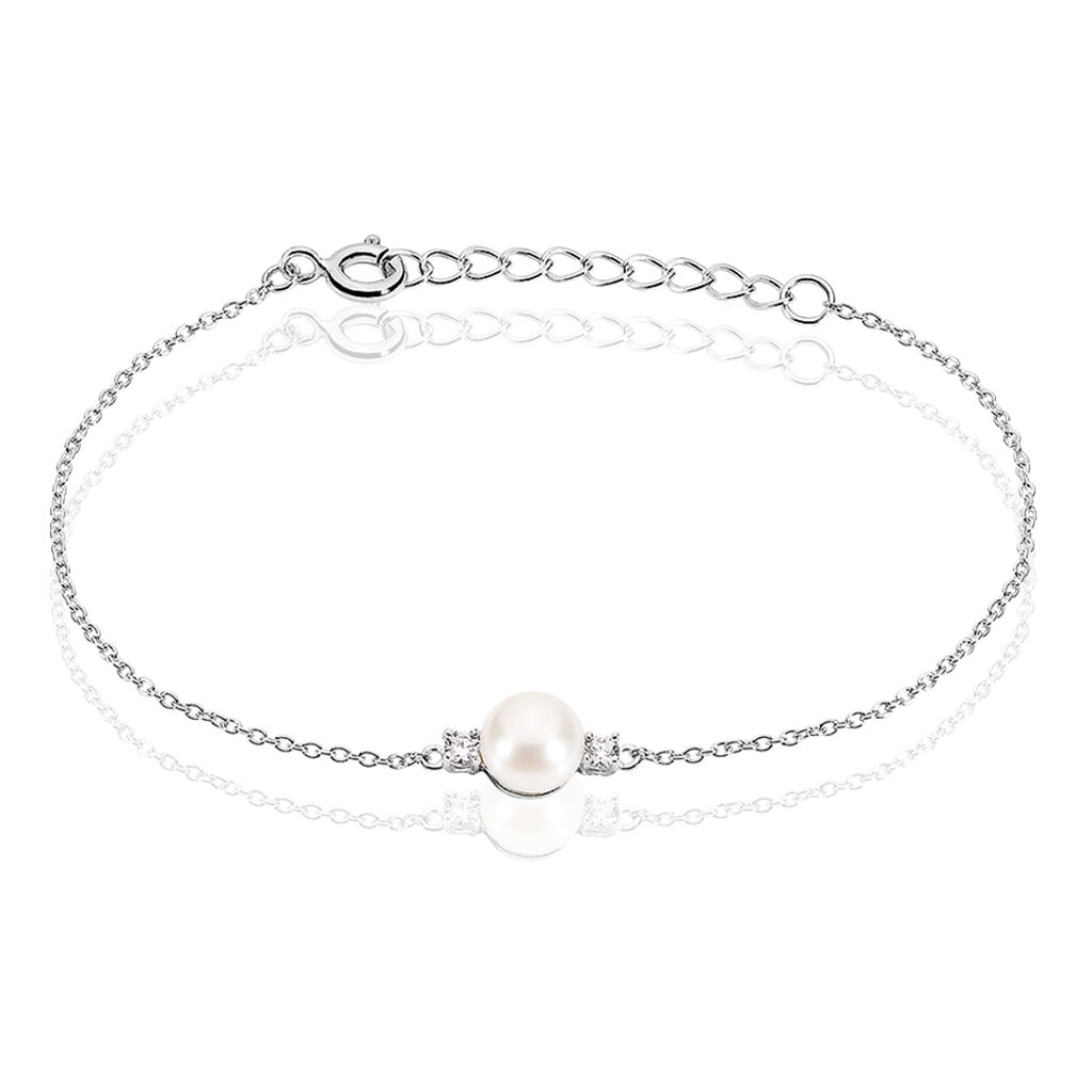 Bracelet Sari Argent Blanc Perle De Culture Et Oxyde De Zirconium - Bracelets chaînes Femme | Marc Orian