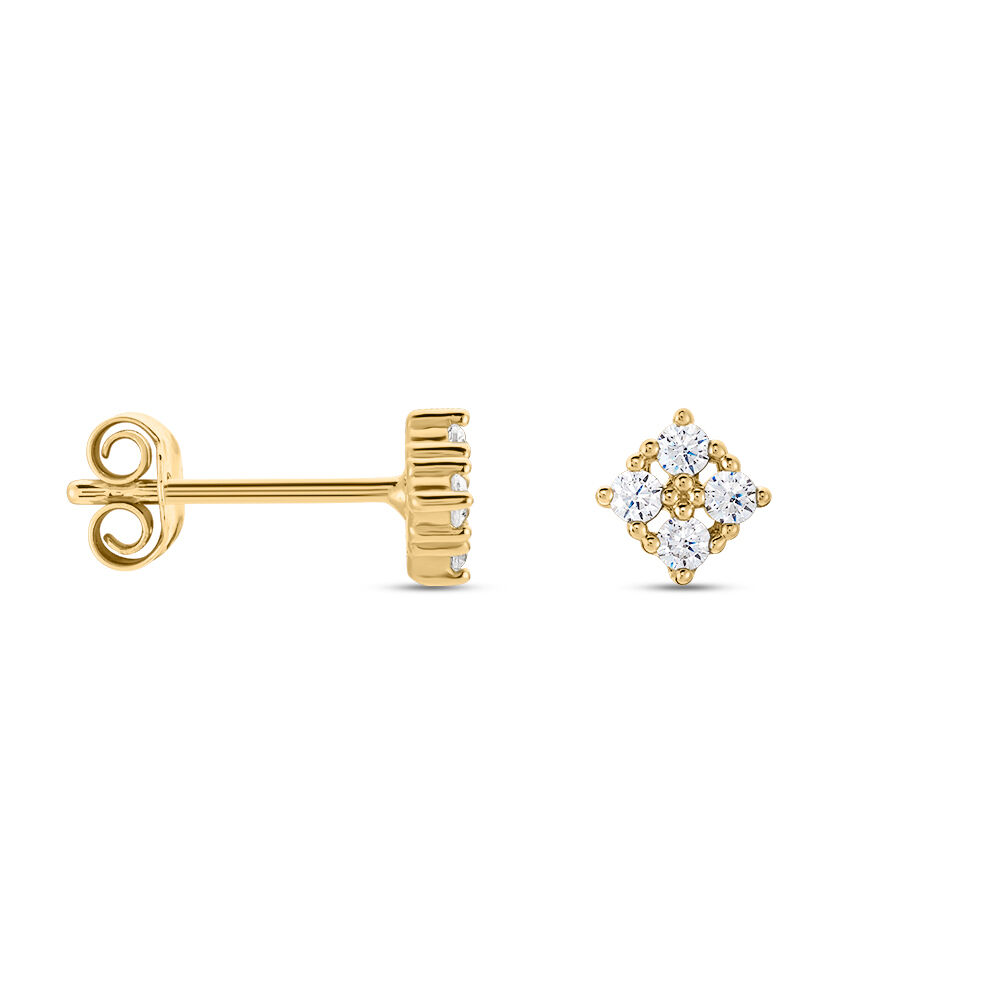 Boucles D'oreilles Puces éclat Perlé Plaqué Or Oxyde De Zirconium - Puces Femme | Marc Orian