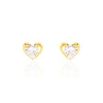 Boucles D'oreilles Puces Daria Coeur Plein Or Jaune Oxyde De Zirconium - Puces Femme | Marc Orian