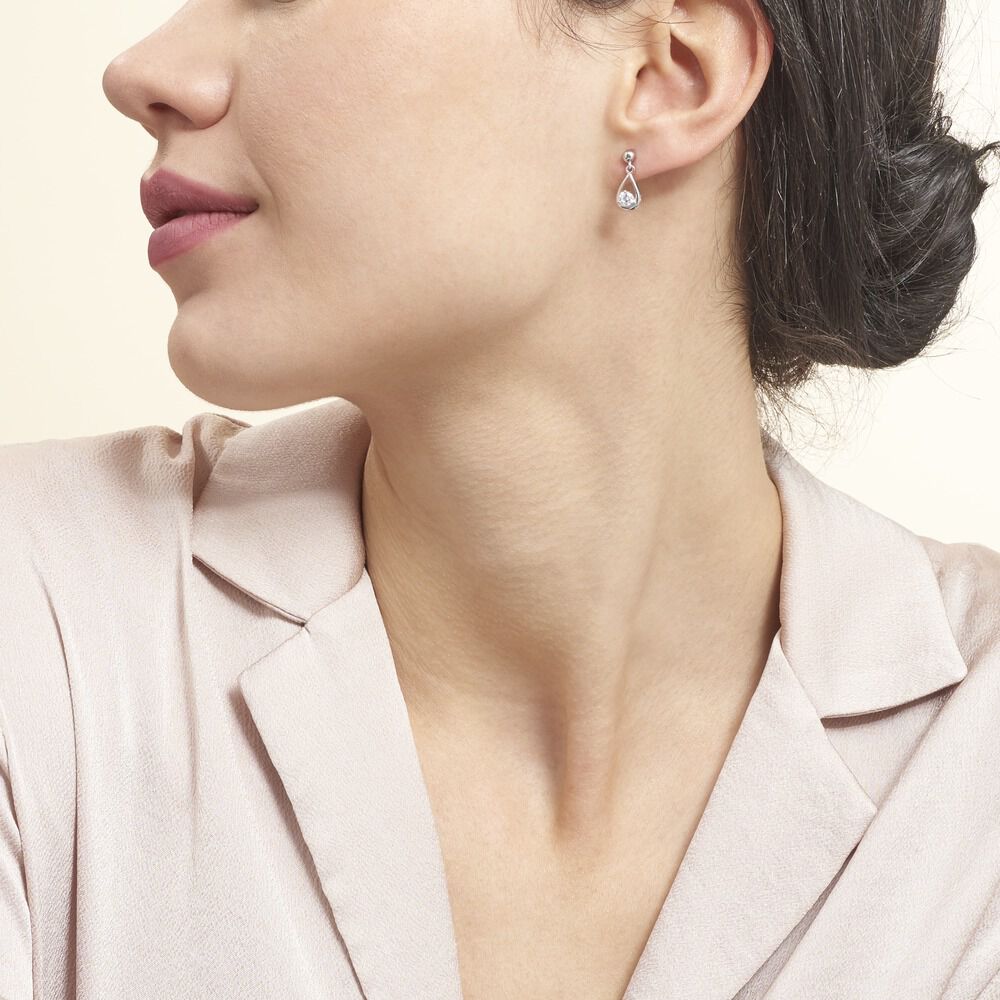 Boucles D'oreilles Puces Bethilda Argent Blanc Oxyde De Zirconium - Puces Femme | Marc Orian