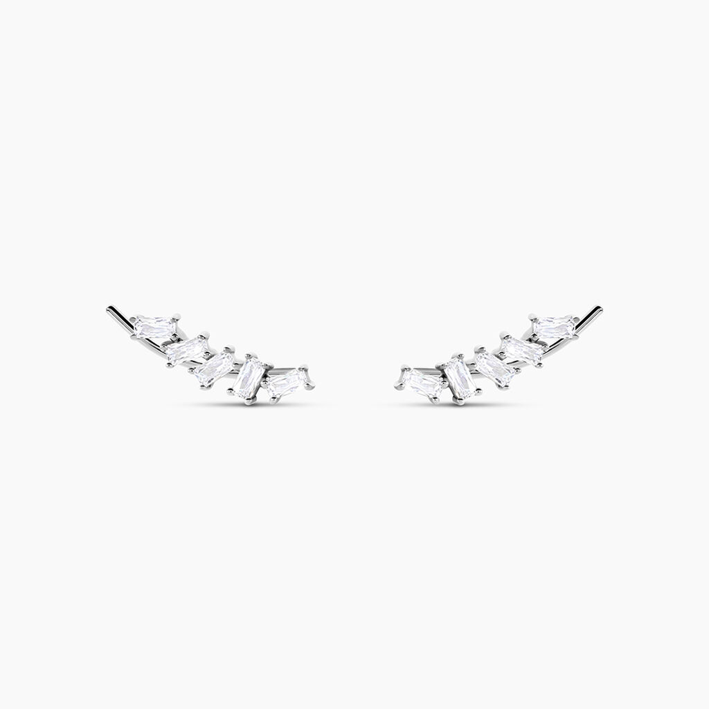 Boucles D'oreilles Grimpantes Adonia Argent Blanc Oxyde De Zirconium - Piercings d'oreilles Femme | Marc Orian