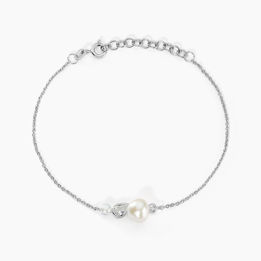 Bracelet Dua Argent Blanc Perle De Culture Oxyde De Zirconium - Bracelets fantaisie Femme | Marc Orian