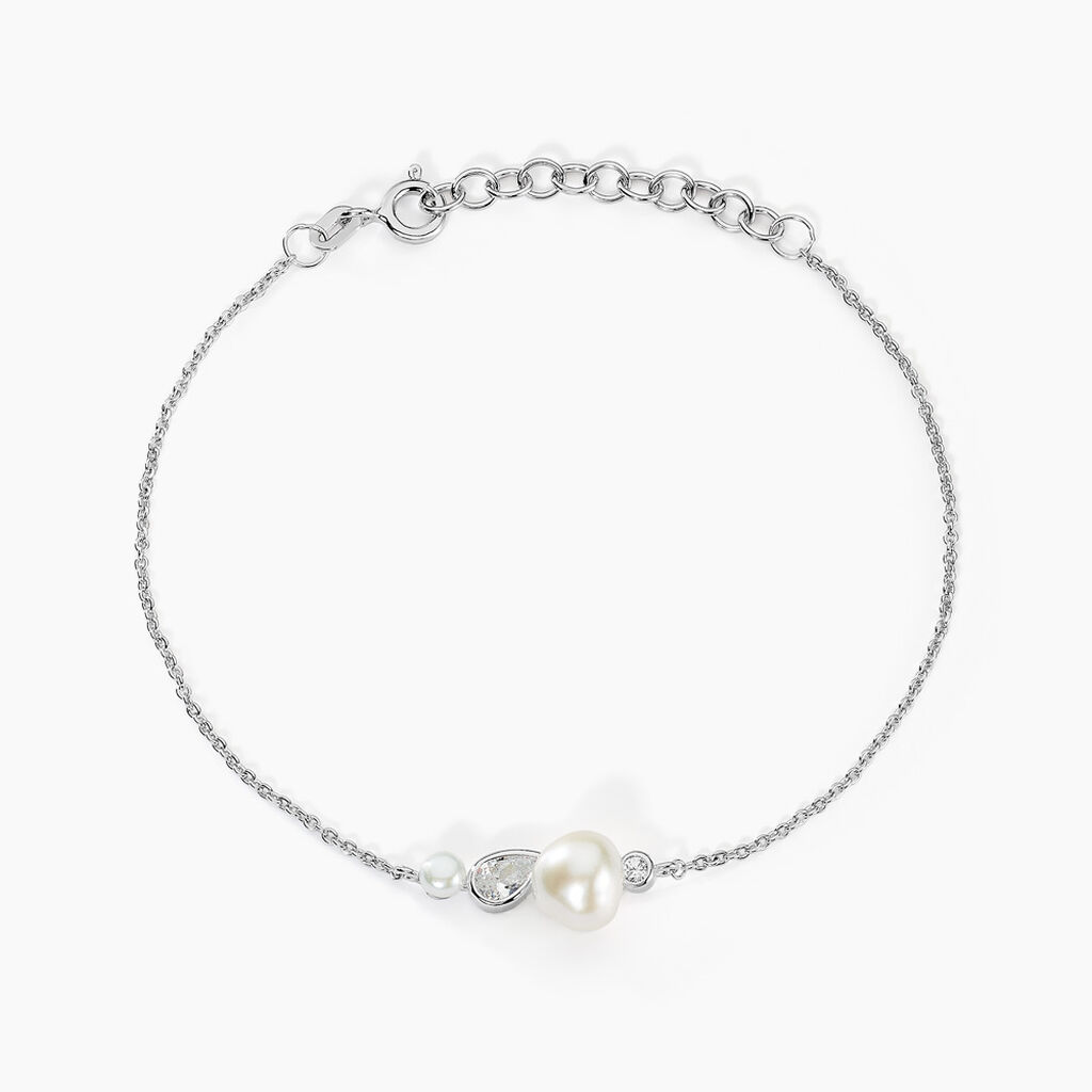 Bracelet Dua Argent Blanc Perle De Culture Oxyde De Zirconium - Bracelets fantaisie Femme | Marc Orian