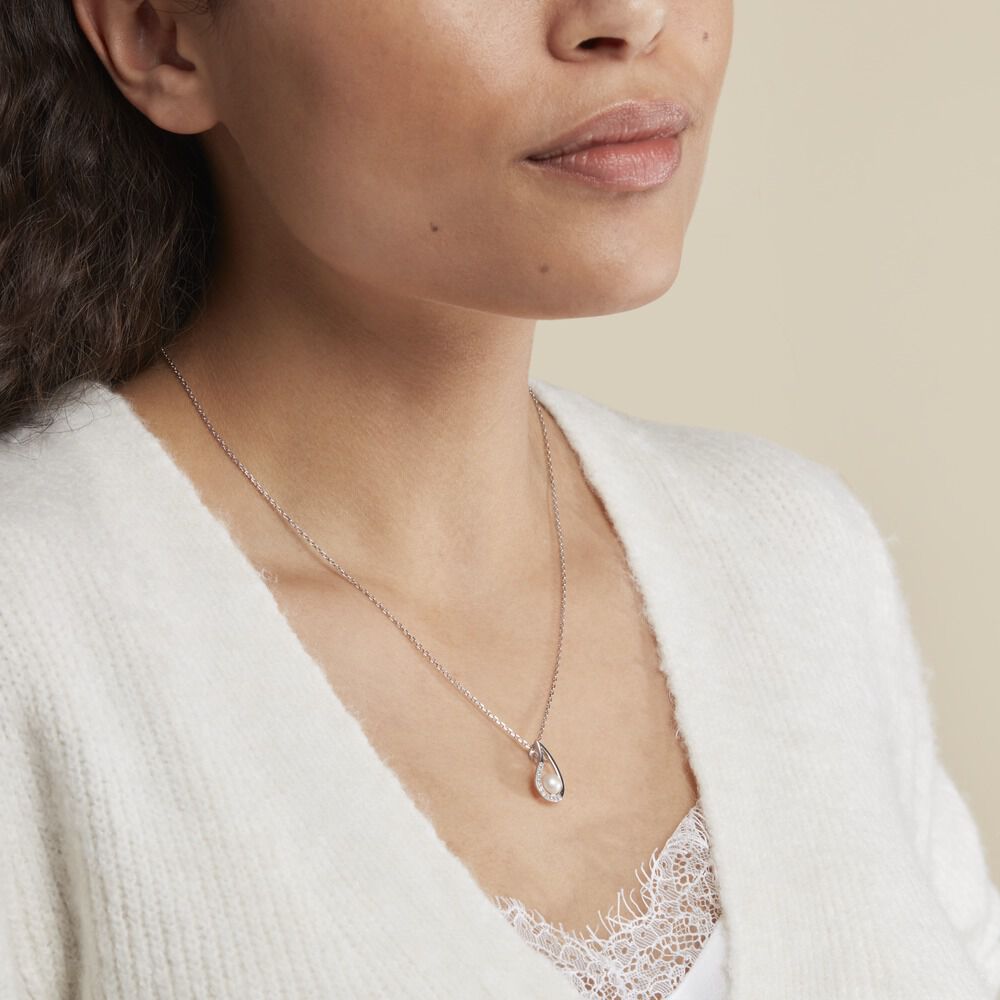 Collier Akiko Argent Blanc Perle De Culture Et Oxyde De Zirconium - Colliers avec pierres Femme | Marc Orian