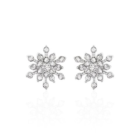 Boucles D'oreilles Puces Effie Argent Blanc Oxyde De Zirconium - Puces Femme | Marc Orian