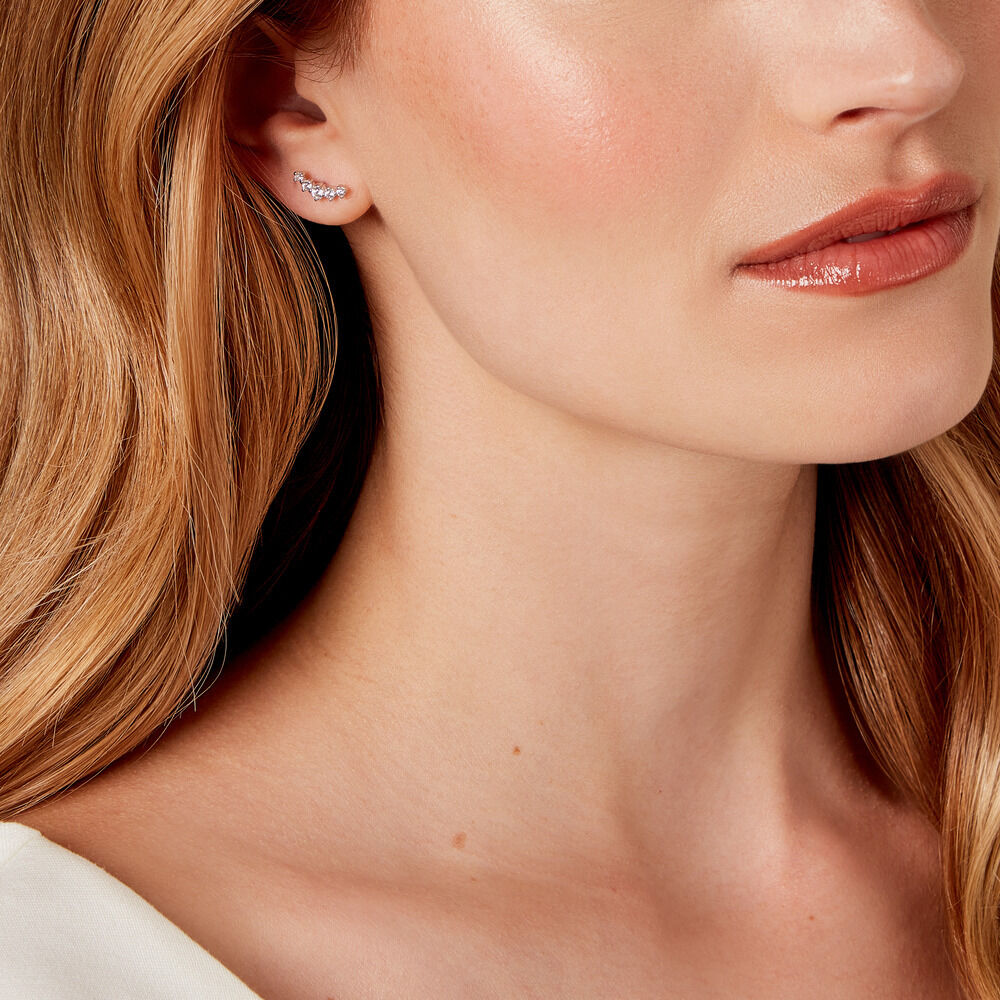 Boucles D'oreilles Puces Elinore Argent Blanc Oxyde De Zirconium - Nouveautés Femme | Marc Orian