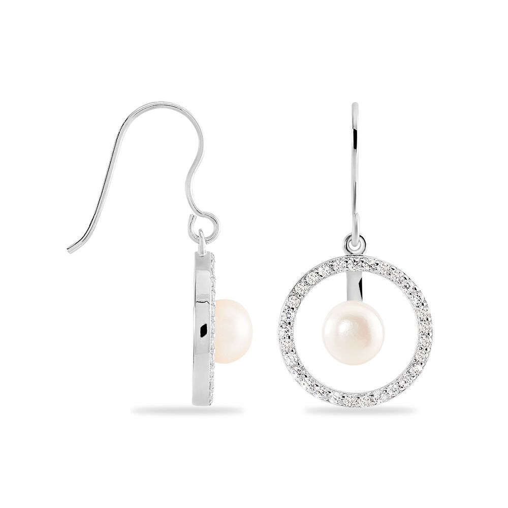 Boucles D'oreilles Pendantes Ellea Argent  Perle De Culture Et Oxyde - Pendantes Femme | Marc Orian