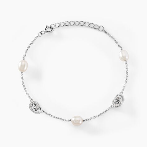 Bracelet Gaetane Argent Blanc Perle De Culture Oxyde De Zirconium - Bracelets Anneaux Entrelaces Femme | Marc Orian