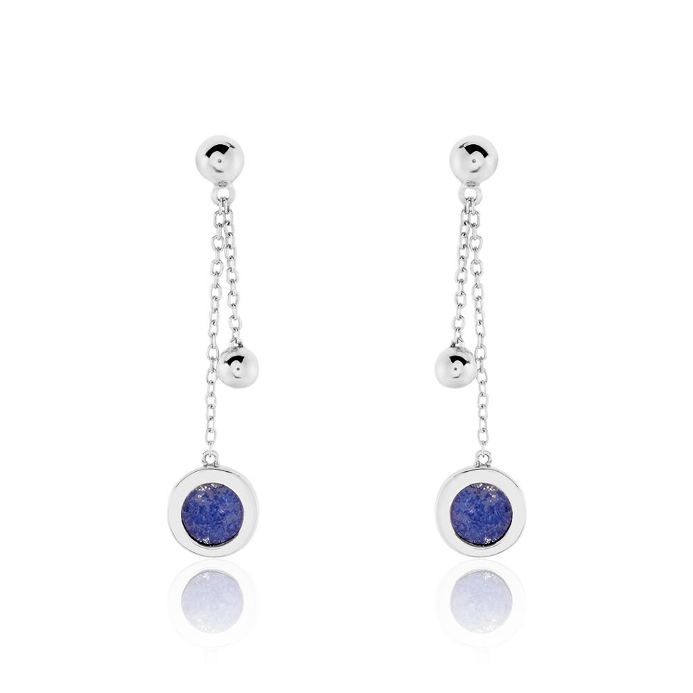 Boucles D'oreilles Pendantes Franzine Argent Blanc Lapis Lazulis - Pendantes Femme | Marc Orian