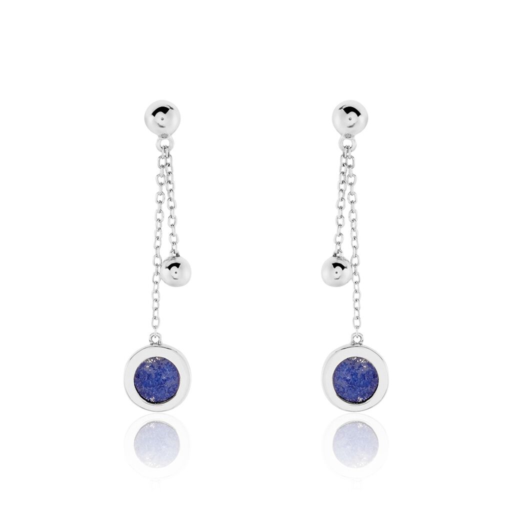 Boucles D'oreilles Pendantes Franzine Argent Blanc Lapis Lazulis - Pendantes Femme | Marc Orian