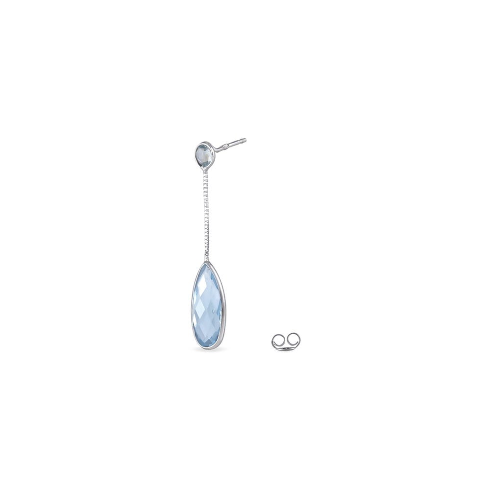 Boucles D'oreilles Pendantes Sela Or Blanc Topaze Et Sans - Pendantes Femme | Marc Orian