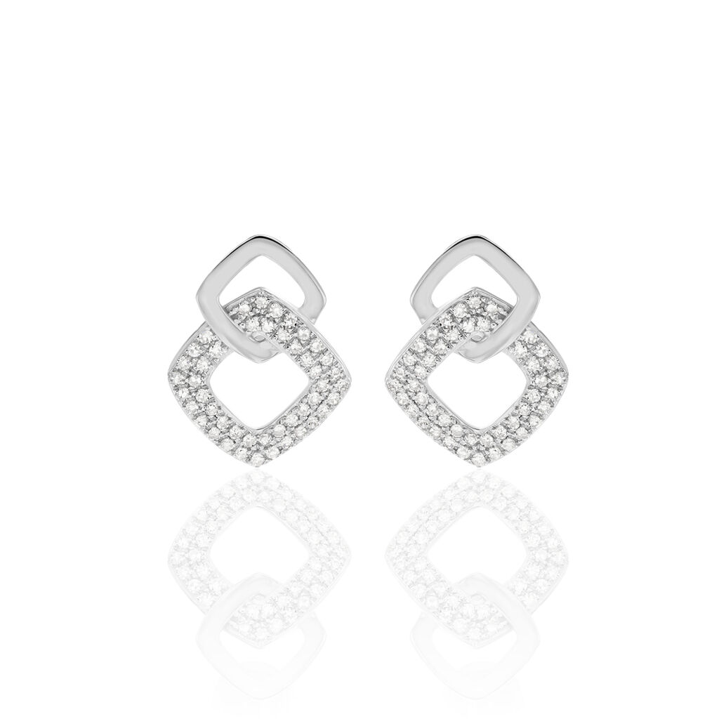 Boucles D'oreilles Pendantes Danka Or Blanc Diamant - Boucles d'oreilles Pendantes Femme | Marc Orian