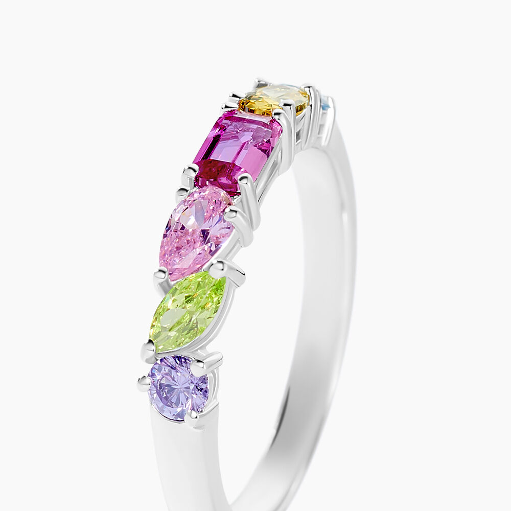 Bague Evasion Argent Blanc Oxyde De Zirconium Pierre De Synthese - Bagues avec pierre Femme | Marc Orian